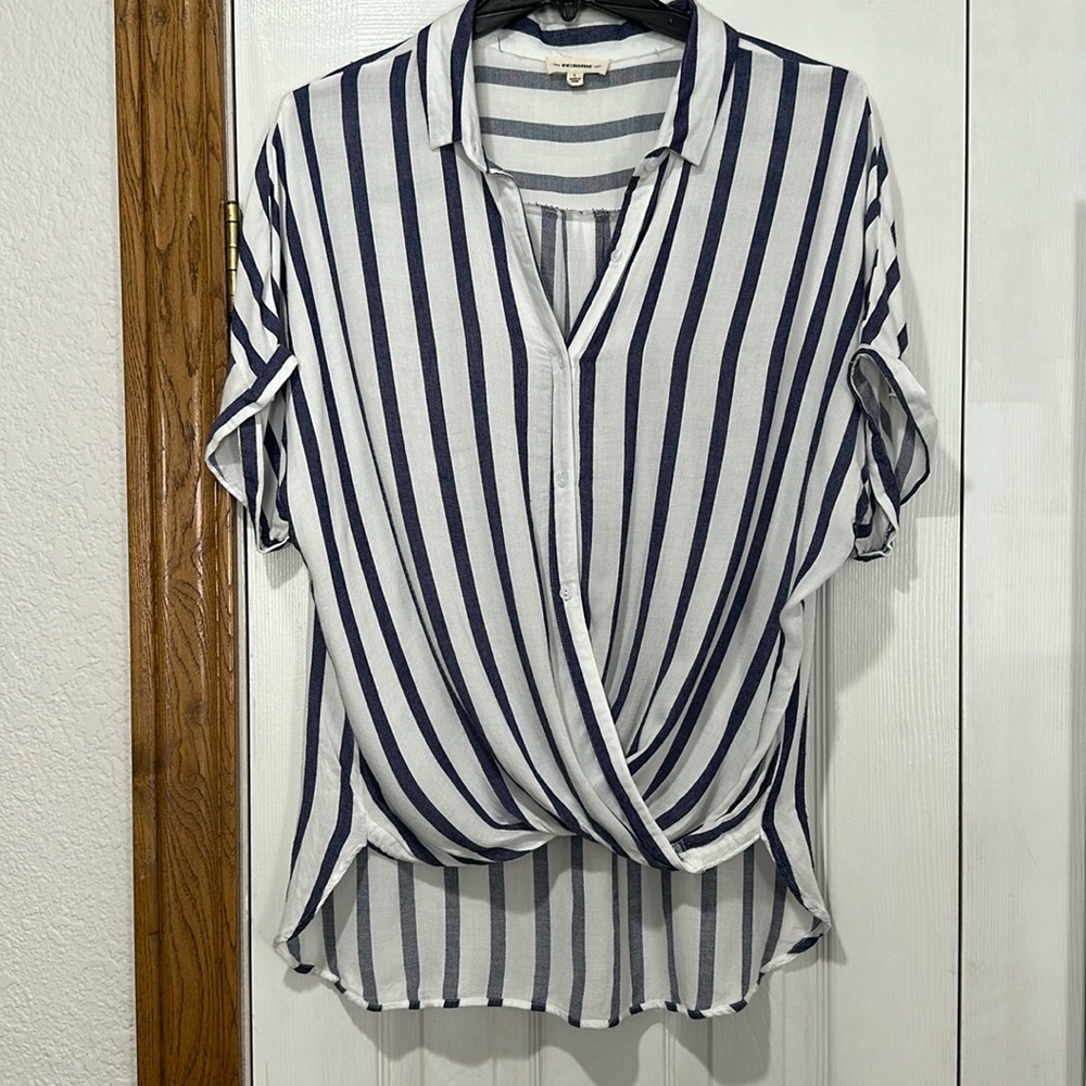 Navy and White Striped Top